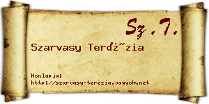 Szarvasy Terézia névjegykártya